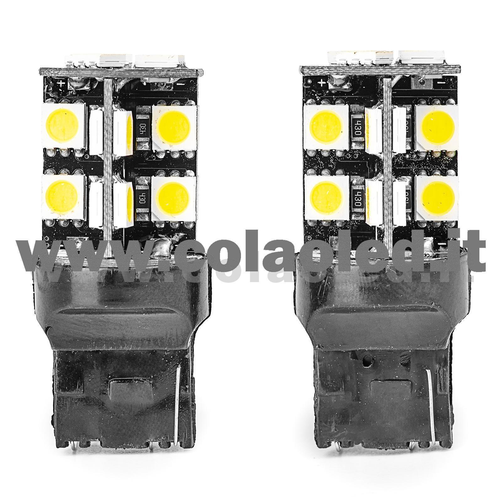 T20 CANBUS 2 LAMPADINE MODELLO DOPPIA INTENSITÀ 19 SMD 5050 BIANCO LATTE NO ERRORE CANBUS 7443