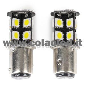 P21W 2 POLI 1157 CANBUS 2 LAMPADINE MODELLO 19 CHIP LED BIANCO LATTE NO ERRORE SUPER CANBUS BA15D