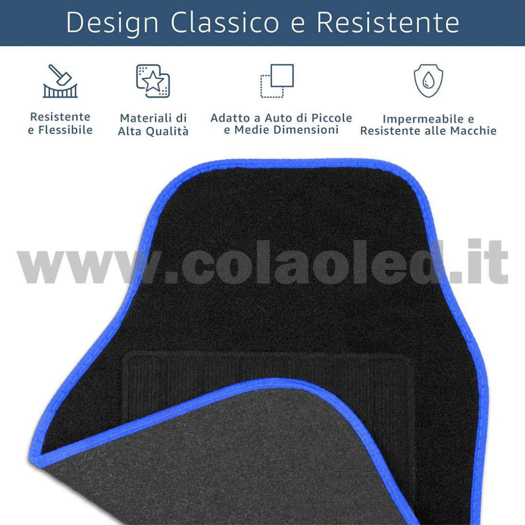 Set completo tappetini universali Auto Link bordo blù - immagine 4