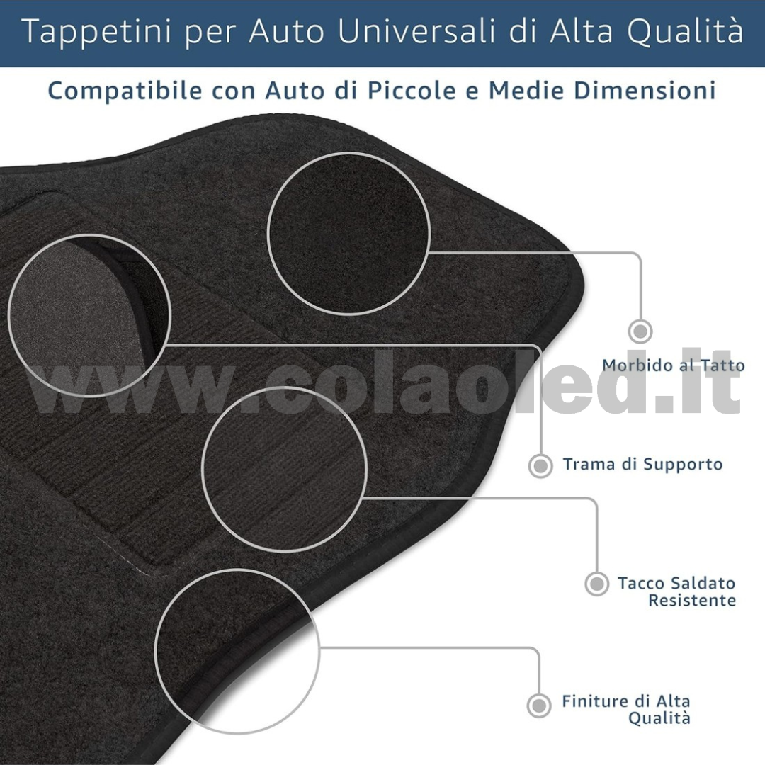 Set completo tappetini universali Auto Link bordo nero - immagine 6