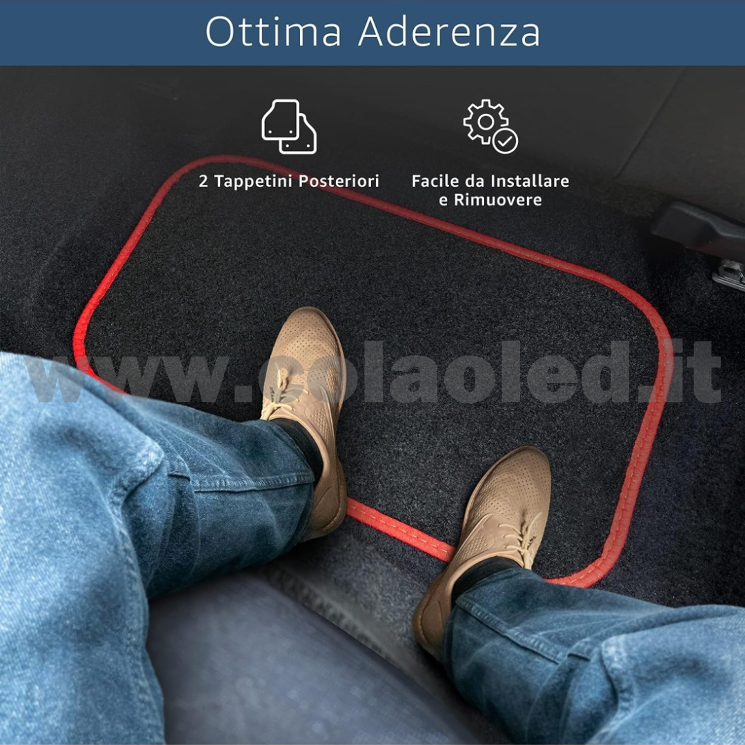 Set completo tappetini universali Auto Link bordo rosso - immagine 3