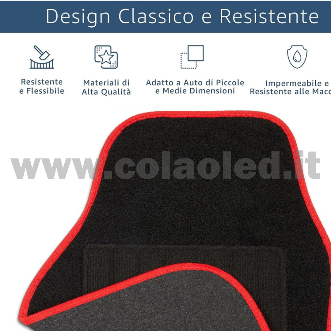 Set completo tappetini universali Auto Link bordo rosso - immagine 5