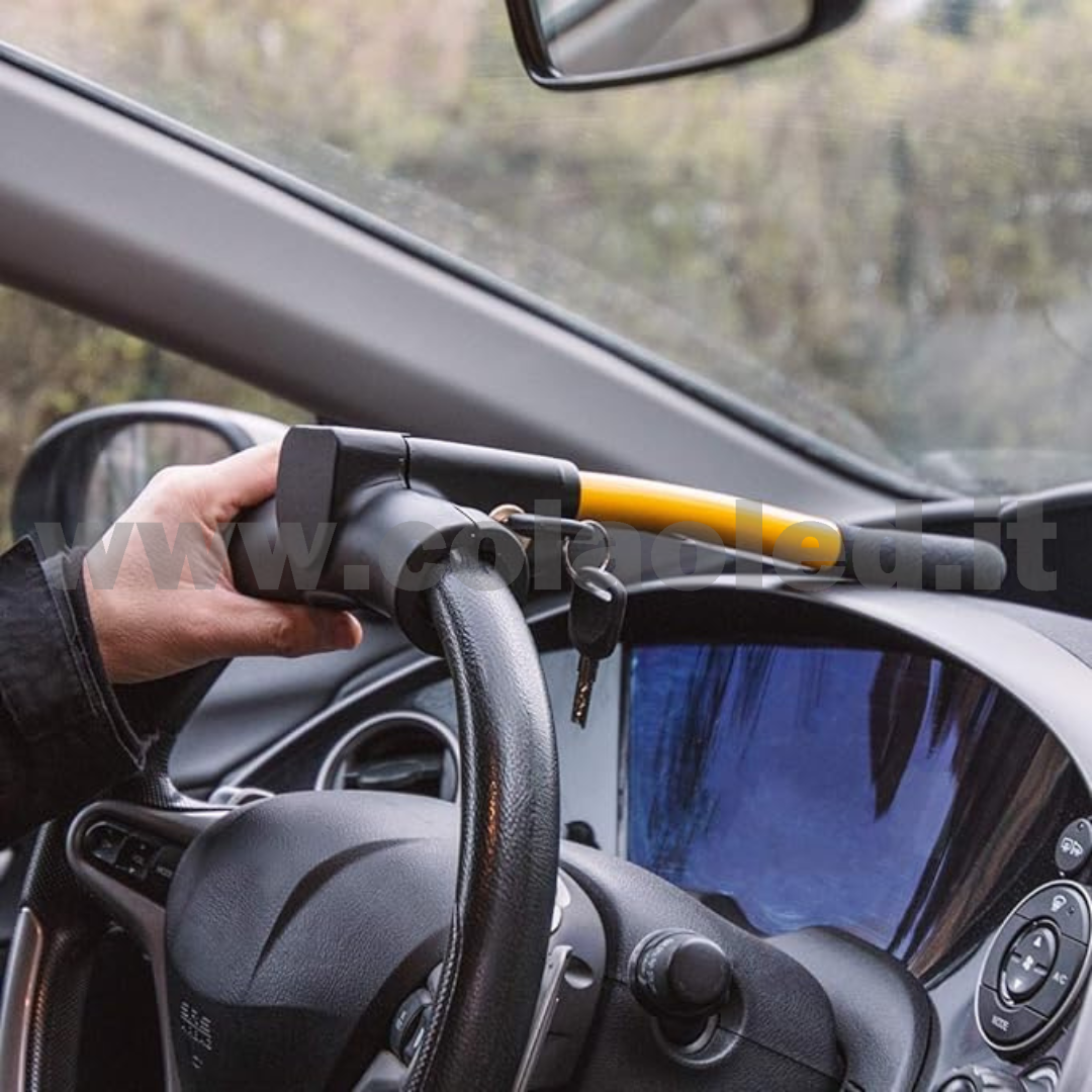 blindo sterzo antifurto auto meccanico volante bloccasterzo - Barra blocca sterzo universale camion furgone camper Ganascia blocco blindosterzo anti furto serratura con 2 chiavi - immagine 3