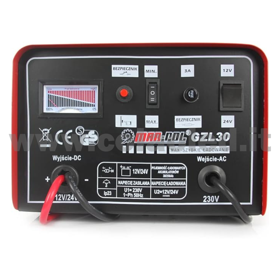 Caricabatteria per Auto Moto scooter camper e camion 30 Ah con Funzione di Carica Rapida per Batterie al Piombo 12-24V con filo Portatile 220v con filo - immagine 2