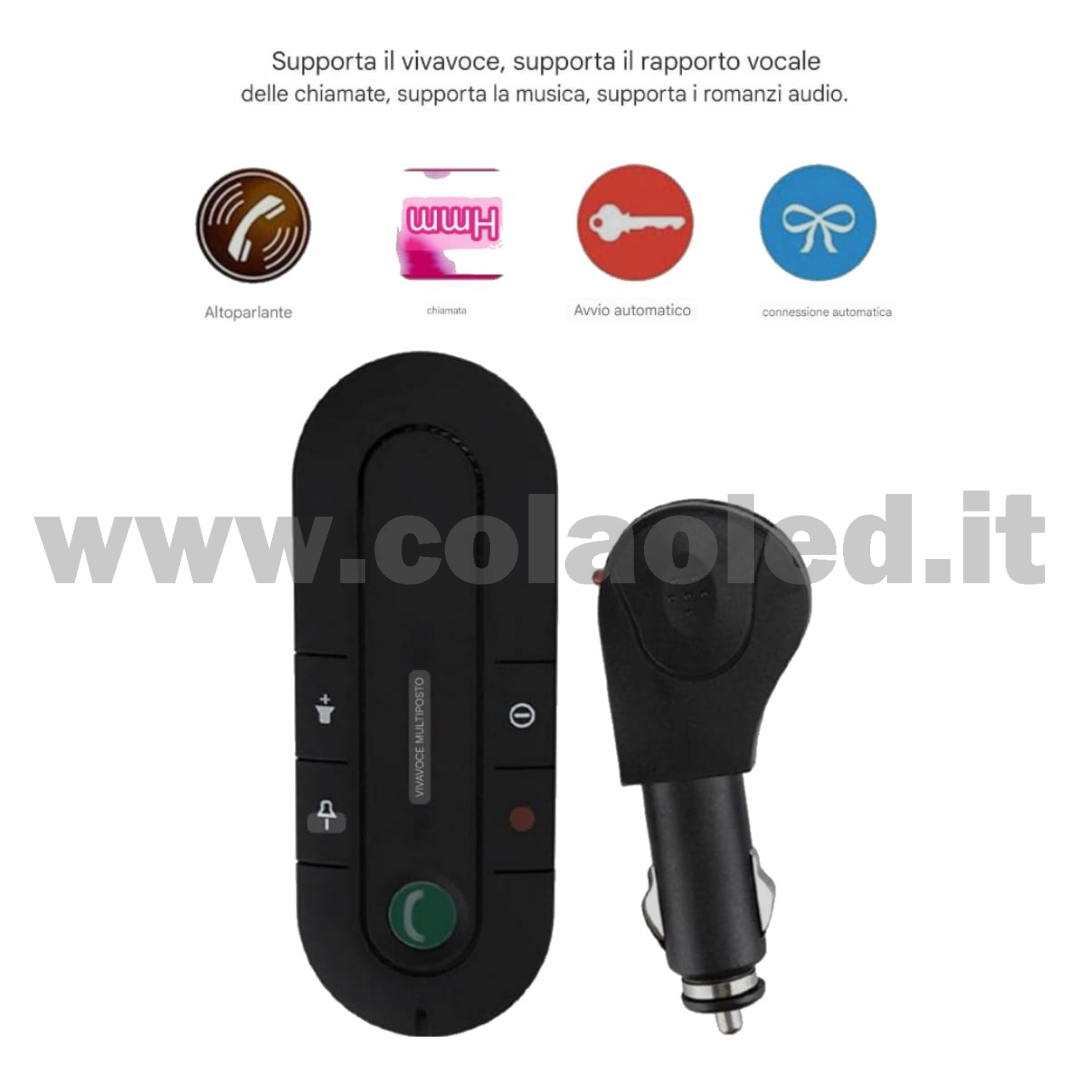 Kit Vivavoce Bluetooth per Auto Cellulare Kit Vivavoce per Auto Senza Fili parlare telefono sicurezza Bluetooth Visiera Parasole per Auto con Caricabatteria da Auto per Vivavoce Parlante in Auto batterie litio 650 mAh senza fili - immagine 4