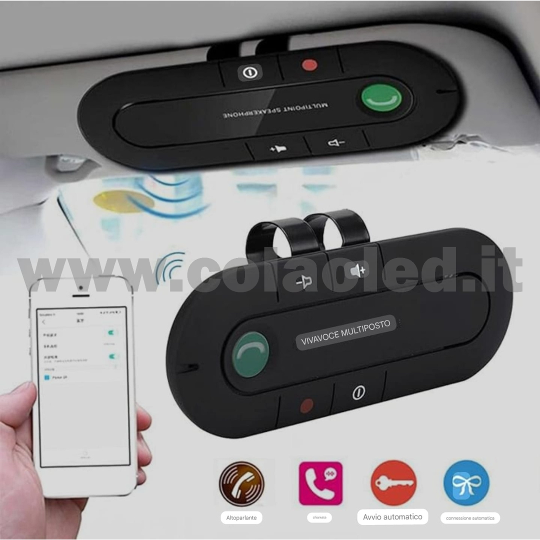 Kit Vivavoce Bluetooth per Auto Cellulare Kit Vivavoce per Auto Senza Fili parlare telefono sicurezza Bluetooth Visiera Parasole per Auto con Caricabatteria da Auto per Vivavoce Parlante in Auto batterie litio 650 mAh senza fili - immagine 5