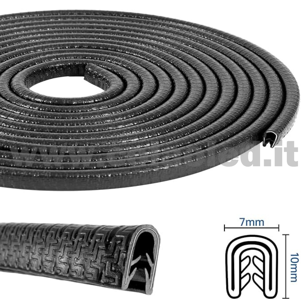 Protezione per Bordo 5m portiera Auto Forma a U Bordi AntiGraffio Auto Strisce di Protezione urti apertura porta bordino 5 metri Nero - immagine 2