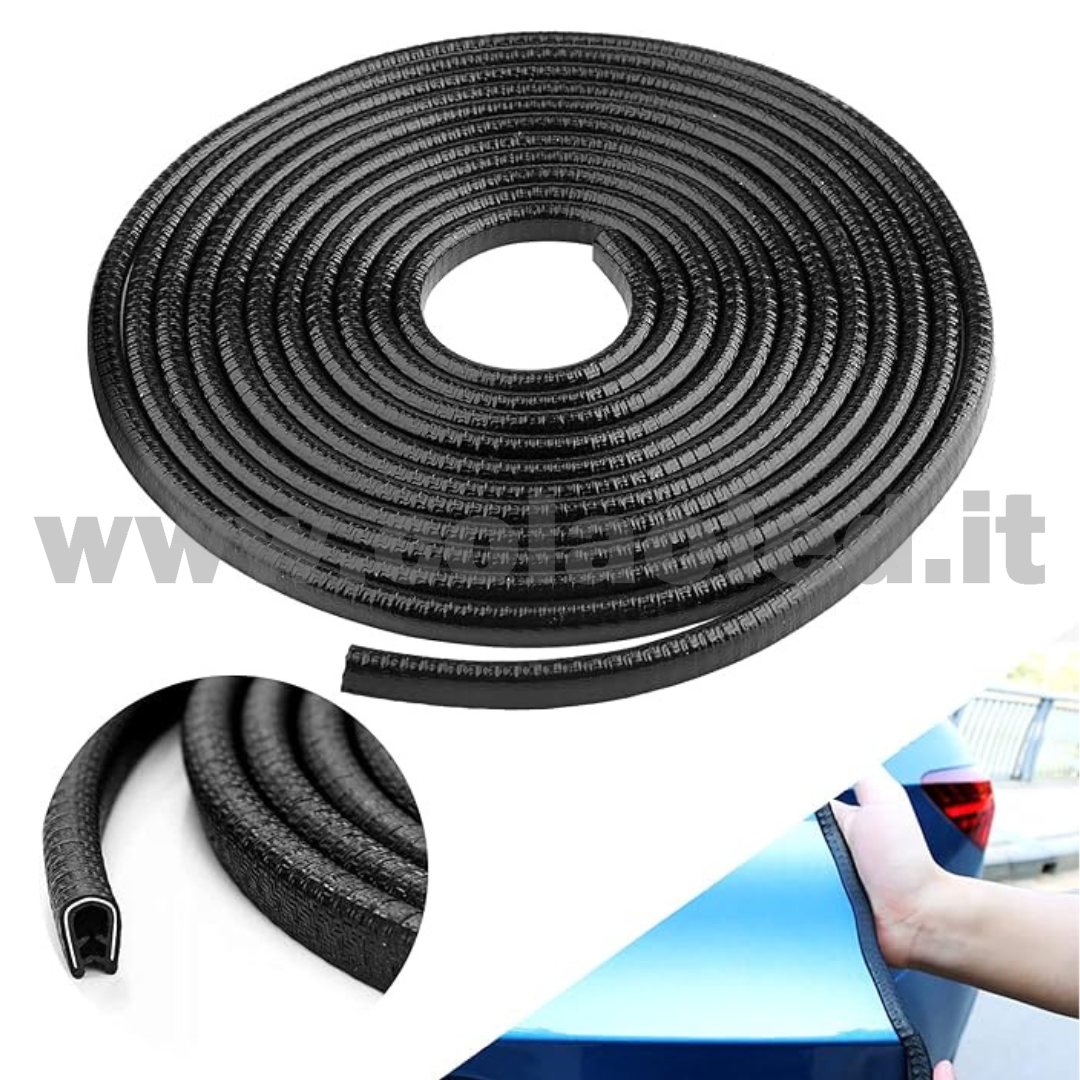 Protezione per Bordo 5m portiera Auto Forma a U Bordi AntiGraffio Auto Strisce di Protezione urti apertura porta bordino 5 metri Nero - immagine 3
