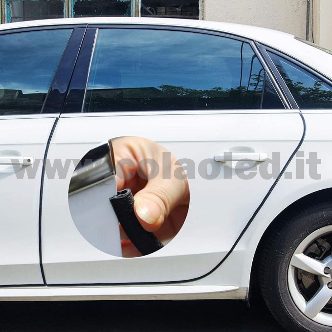Protezione per Bordo 5m portiera Auto Forma a U Bordi AntiGraffio Auto Strisce di Protezione urti apertura porta bordino 5 metri Nero - immagine 4