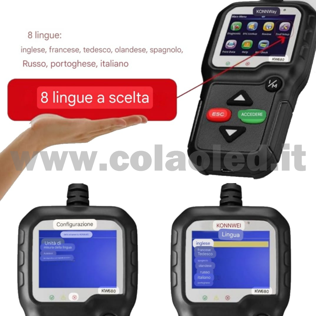Tools scanner Diagnosi Auto KW680 elimina avarie quadro Professionale per Attivazione Riapprendimento di Tutti i Sensori TPMS MX-Sensori apprendimento stato batteria lettore di codici di errore del motore dell'autoerrori per progamma e strumento aggiornabile gratuito - immagine 7
