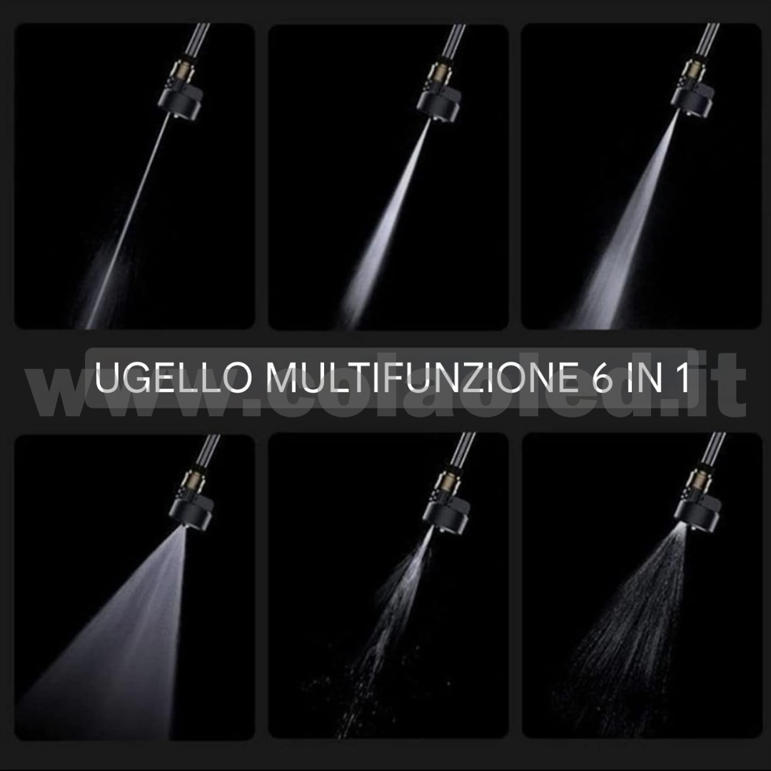 IDROPULITRICE PROFESSIONALE PORTATILE CON 2 BATTERIE 15000mA MULTIUSO BATTERIA 388VF AD AQUA ALTA PRESSIONE PER BICI VIALETTI GIARDINI AUTO MOTO CAMION SENZA FILI 150 BAR 600 L/H 2000W - immagine 5