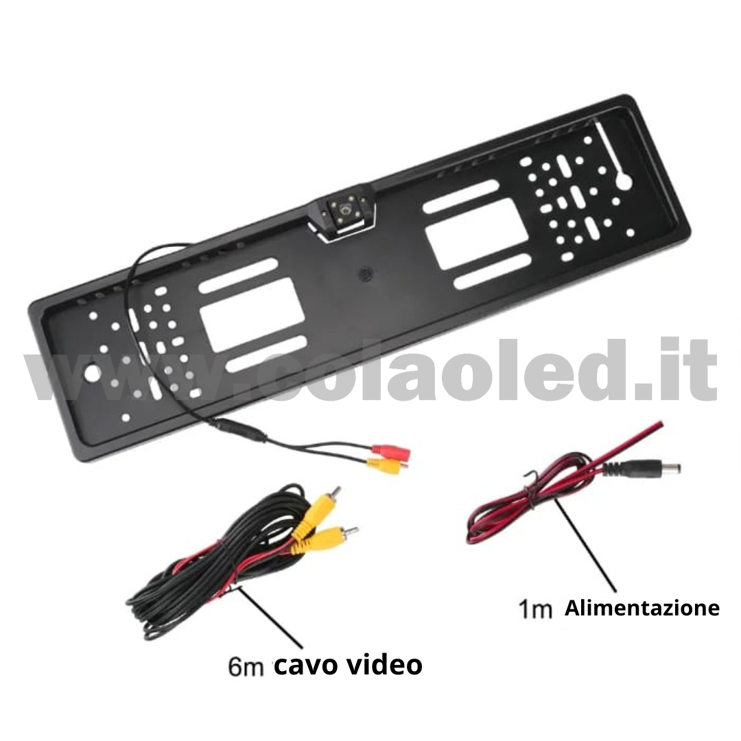 Porta targa posteriore con Telecamera retromarcia auto camper camion 12v con fili Full hd 420 TVL e led visione notturna portatarga - immagine 2