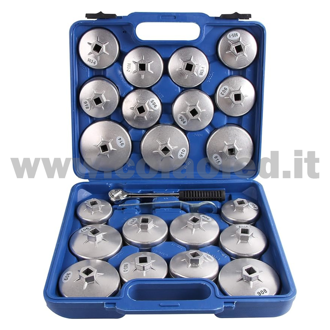 set di tappi per filtro dell'olio in alluminio chiave per filtro dell'olio 23 pezzi strumento per filtro dell'olio vassoio di raccolta dell'olio strumento universale