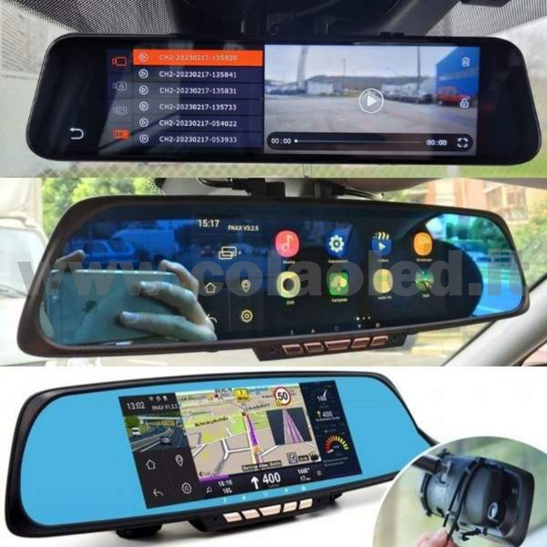 Specchietto Retrovisore ip + CAM POSTERIORE con CAM Doppia Specchio Retrovisore anteriore e posteriore Wifi GPS 2.5 Auto camper camion con Telecamera WDR 4k Dashcam Atti Vandalici INCIDENTI PORTA SD E TELECAMERA POSTERIORE risoluzione 4k - immagine 7