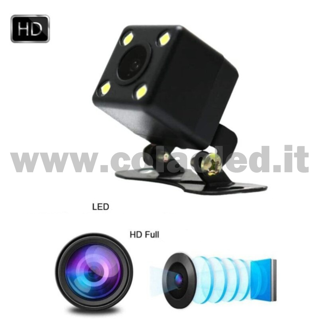 Telecamera retromarcia auto camper camion 12v con fili Full hd 420 TVL e led visione notturna - immagine 3