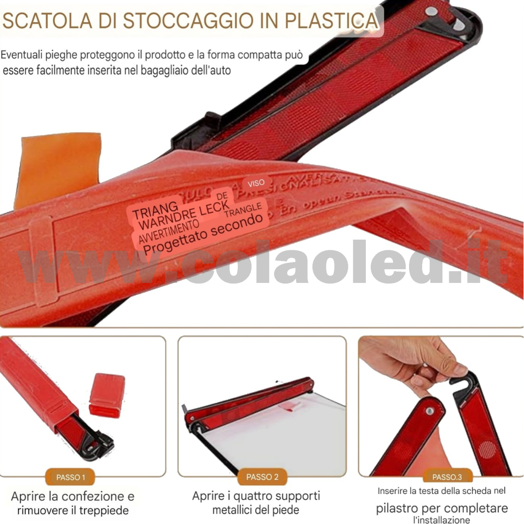 Triangolo Auto omologato Riflettente emergenza d'avvertimento Riflettente Pieghevole D'avvertimento per Strada - immagine 2