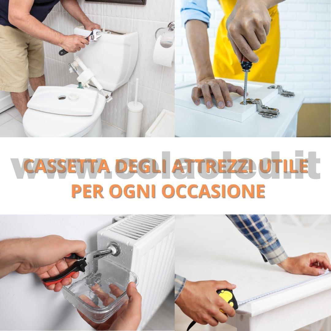 Cassetta degli attrezzi completa portautensili cassetta dei ferri con utensili 85 pezzi con maniglia per il trasporto completa di tutto - immagine 6